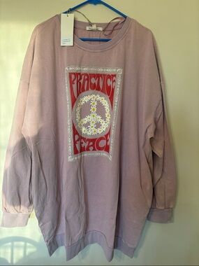 Blue Velvet Lavender Tunic Top with Peace Graphic sweatshirt